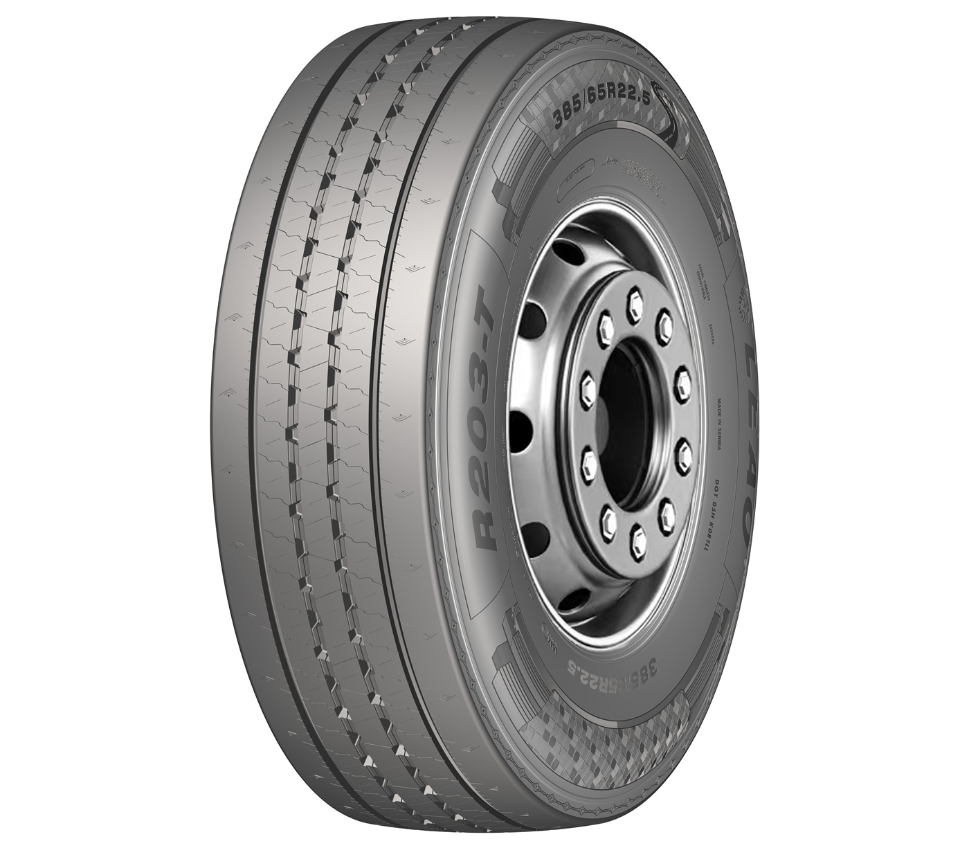 Gomme Nuove Leao 385/65 R22.5 164K 24PR R203-T Ï¼ˆ158Lï¼‰ M+S (8.00mm) pneumatici nuovi Estivo